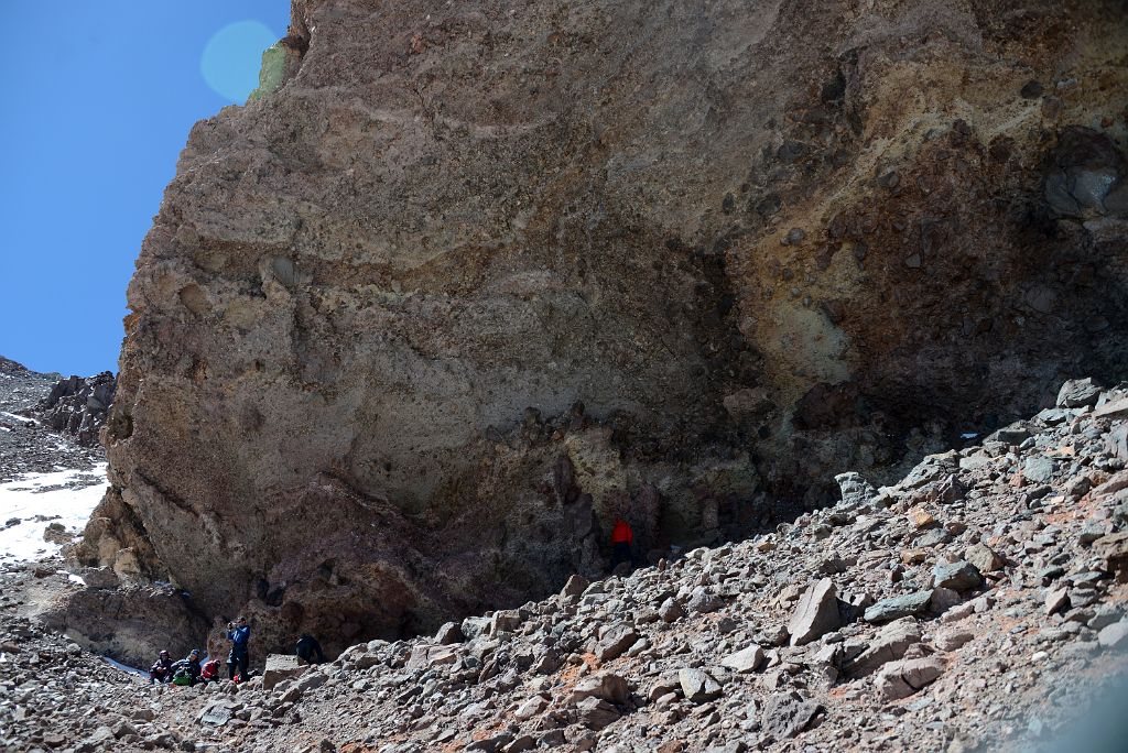 29 We Arrived At The Cave 6746m After Climbing Three Hours From Independencia Across The Gran Acarreo On Climb To Aconcagua Summit